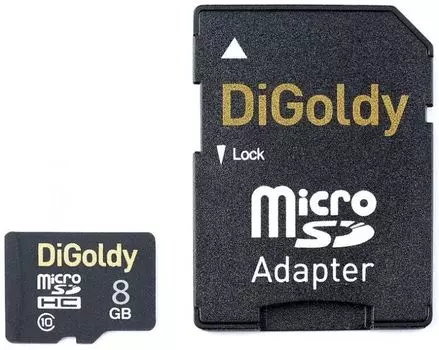 Карта памяти MicroSDHC 8GB DiGoldy DG008GCSDHC10-AD Class 10 + SD адаптер