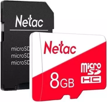 Карта памяти MicroSDHC 8GB Netac NT02P500ECO-008G-R P500 Eco Class 10 + SD адаптер
