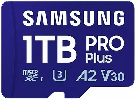 Карта памяти MicroSDXC 1024GB Samsung MB-MD1T0SA/EU PRO Plus Class 10, A2, V30, UHS-I (U3), 130/180MB/s