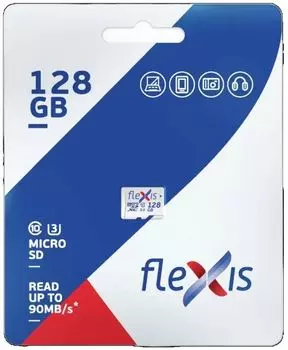 Карта памяти MicroSDXC 128GB Flexis FMSD128GU3 Cl10 U3, без адаптера