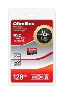 Карта памяти MicroSDXC 128GB OltraMax OM128GCSDXC10UHS-1-ElU1 w Class 10 Elite UHS-I (45 Mb/s)