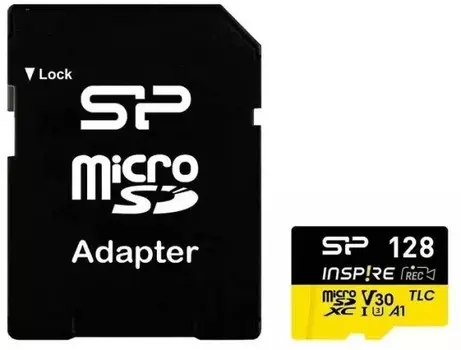 Карта памяти MicroSDXC 128GB Silicon Power SP128GBSTXLV3V1NSP Elite V30 A1, adapter