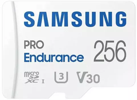 Карта памяти MicroSDXC 256GB Samsung MB-MJ256KA/APC PRO Endurance (для видеорегистратора) Class 10, UHS-I, W 30 МБ/с, R 100 МБ/с, адаптер на SD