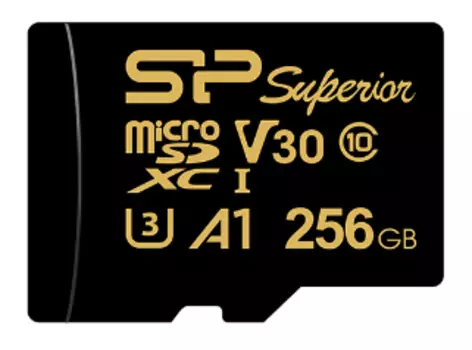 Карта памяти MicroSDXC 256GB Silicon Power Superior Golden A1 Class 10 UHS-I U3 A1 100/80 Mb/s (SD а