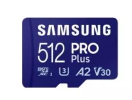 Карта памяти MicroSDXC 512GB Samsung PRO Plus MB-MD512SA/KR Class 10, A2, V30, UHS-I (U3), W 130 МБ/с, R 180 МБ/с, адаптер на SD