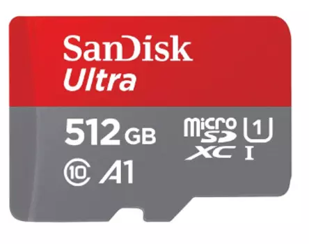 Карта памяти 512GB SanDisk SDSQUAC-512G-GN6MN Ultra microSDXC A1 C10 U1 UHS-I 150MB/S, без адаптера