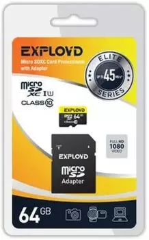Карта памяти MicroSDXC 64GB Exployd EX064GCSDXC10UHS-1-ElU3 w Class 10 Premium UHS-I U3 (95 Mb/s) без адаптера