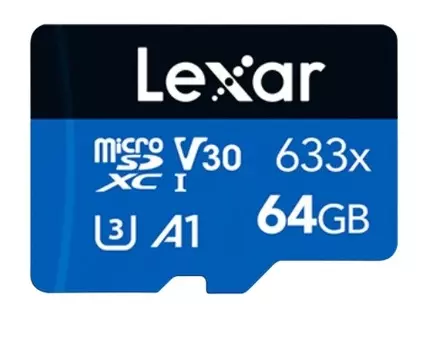 Карта памяти MicroSDXC 64GB Lexar LMS0633064G-BNNNG High-Performance 633x UHS-I U3 V30 A1 C10, 100/45MB/s (адаптер)