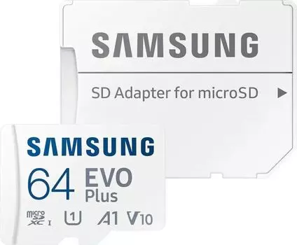 Карта памяти MicroSDXC 64GB Samsung MB-MC64SA/EU EVO Plus Class 10, UHS-I, W 90 МБ/с, R 130 МБ/с