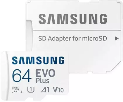 Карта памяти MicroSDXC 64GB Samsung MB-MC64SA EVO Plus + adapter