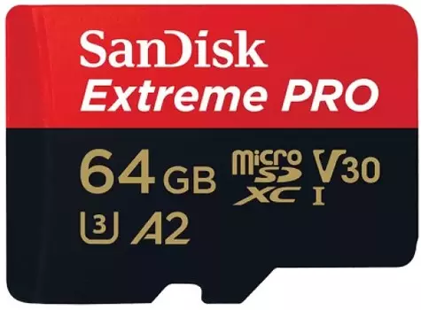Карта памяти 64GB SanDisk Extreme PRO SDSQXCU-064G-GN6MA for 4K Video on Smartphones, Action Cams & Drones 200MB/s Read, 90MB/s Write, Lifetime Warran