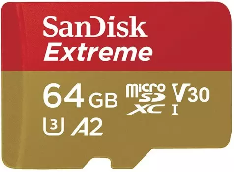 Карта памяти 64GB SanDisk SDSQXAH-064G-GN6MN UHS-I U3, Class 10, цвет: золотой/красный