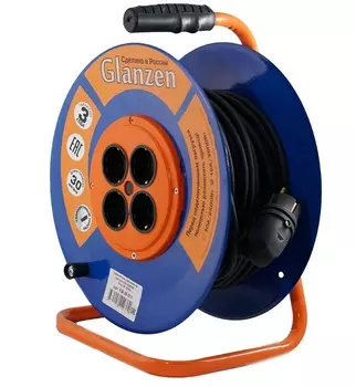 Удлинитель силовой на катушке GLANZEN 4 гн. КГ 3х2,5 арт. EB-30-011