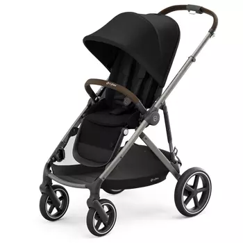 Коляска прогулочная Gazelle S TPE Deep Black с корзиной и дождевиком CYBEX