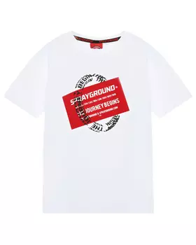 Футболка с принтом бирки, белая SprayGround
