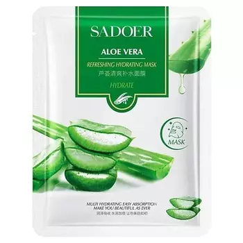 SADOER Маска для лица Refreshing увлажняющая тканевая с алоэ вера