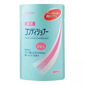 Kumano Cosmetics Слабокислотный кондиционер против перхоти и зуда кожи головы Pharmaact Medicated Conditioner сменный блок, 400 мл (Kumano Cosmetics, Кондиционеры для волос)