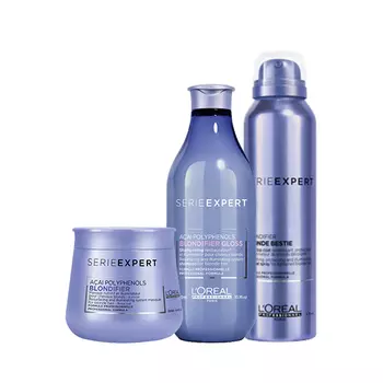 L'Oreal Professionnel Набор для сияния осветленных и мелированных волос Blondifier (Шампунь, 300 мл + Спрей-уход, 150 мл + Маска, 250 мл) (L'Oreal Professionnel, Уход за волосами)