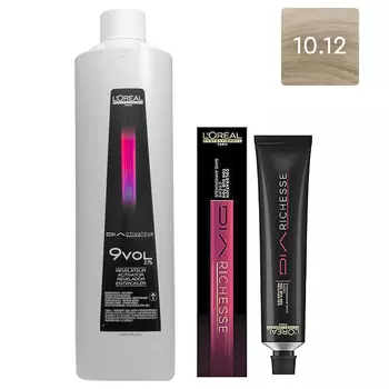 L'Oreal Professionnel Набор Краситель тон в тон Dia Richesse 10.12, 50 мл + Оксидент 2,7% (9 Vol.), 1000 мл (L'Oreal Professionnel, Окрашивание)