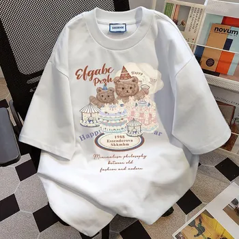 Американская футболка с коротким рукавом, мужская летняя рубашка, модная брендовая футболка большого размера для пар, студентов, хип-хоп, с коротким рукавом M светло-серый