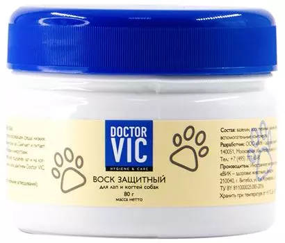 Воск для собак Doctor VIC защитный для лап и когтей 80мл
