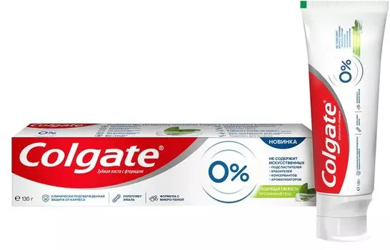 Зубная паста Colgate 0% Бодрящая Свежесть Защита от кариеса 130г