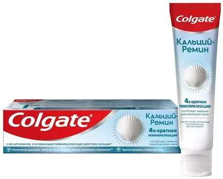 Зубная паста Colgate Кальций-Ремин с природным био-аргинином для восстановления и защиты здоровья эмали зубов путем 4-х их кратной реминерализации 100мл
