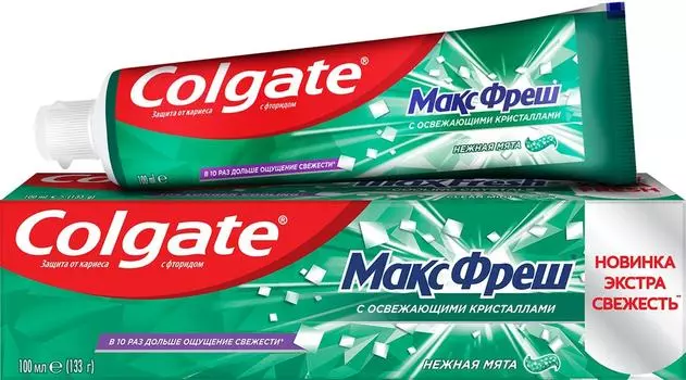 Зубная паста Colgate Макс Фреш Нежная мята с освежающими кристаллами для свежего дыхания и защиты от кариеса 100мл