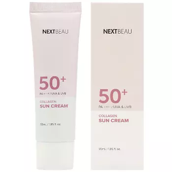NEXTBEAU Солнцезащитный омолаживающий крем с коллагеном SPF 50+ / PA++++ 55