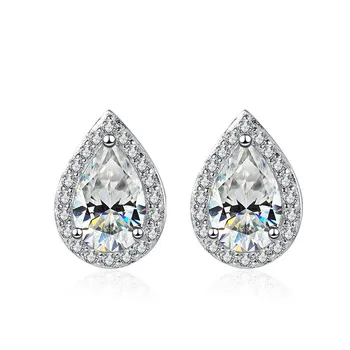 Bague Ringen, 100% стерлинговое серебро 925 пробы, 1 карат, серьги-гвоздики с муассанитом для женщин, с платиновым покрытием, вечерние ювелирные украшения, подарок 2 x 1ct moissanite зелёный