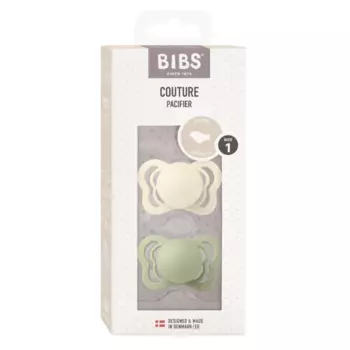Bibs Couture Пустышка анатомическая силиконовая с 0 месяцев Ivory-Sage 2 шт