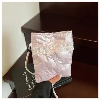 Cloth bag women s summer new versatile pearl messenger bag is now popular bucket bag белый