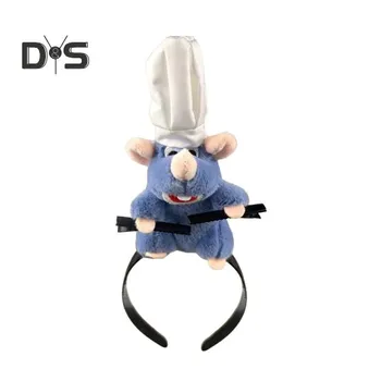 Повязка на голову Cooking Mouse King с 2 зажимами, легкая плюшевая повязка для волос с мышкой, нескользящая петля для волос с плюшевой игрушкой, аксессуары для волос для женщин и девочек, головные уборы A
