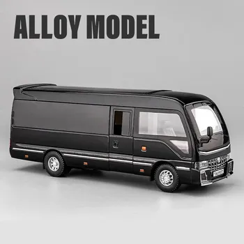 1/32 Toyota Coaster литой автобус автомобиль металлический пассажирский автобус транспортные средства модель автомобиля имитация звука и света коллекция детских игрушек подарок белый