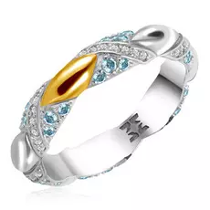Серебряное кольцо с топазами и позолотой 01К358237А