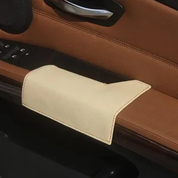 Чехол на подлокотник двери из натуральной кожи для BMW 3 серии E90 2005-2011, подлокотник двери со стороны водителя, ручка, наклейка на панель LHD driver Black