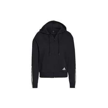 Adidas Спортивная куртка с капюшоном и логотипом в полоску, женская, черная GS1380 S
