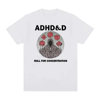 ADHD&D Roll For Concentration Забавная графическая футболка Женская унисекс Ретро мода Готическая одежда Футболки Повседневная хлопковая футболка большого размера 4XL чёрный