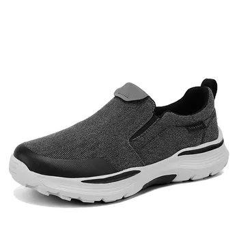Fashion Shoes for Men Casual Versatile Canvas Flats Classic Comfort Sneakers New Breathable Male Loafers Leisure Walk Slip on Shoes 45 синий