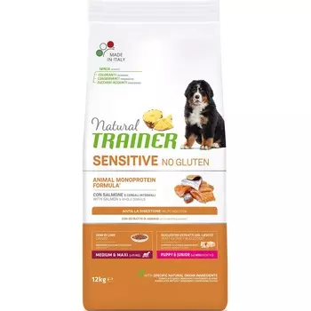 Trainer Sensitive Medium, Maxi Puppy, Junior Dog Корм сухой для щенков средних и крупных пород с уткой, 12кг