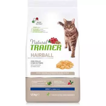 Trainer Solution Hairball Control корм для кошек старше 1 года, склонных к образованию волосяных комочков в желудке, с курицей, 1,5 кг