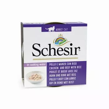 Schesir консервы для кошек Цыпленок/говядина/рис 85г