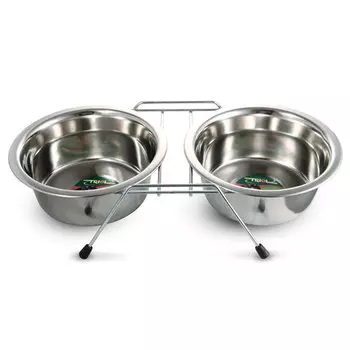 Triol Миска металлическая на подставке для собак и кошек 9002, 2х400 мл