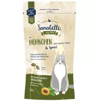 Sanabelle Snack с курицей и шпинатом лакомство для кошек 0,055 кг