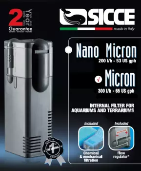 Sicce Фильтр внутренний MICRON POWER FILTER 300 л/ч для аквариумов до 75л 42х48хh135 мм