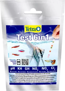 Tetra Тест 6 в 1 GH/kH/NO2/NO3/pH/CL2, полоски для пресной воды, 10 шт