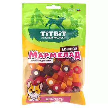 TiTBiT Лакомство Мармелад мясной ассорти для собак, 120 гр.