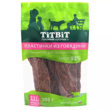 TiTBiT Лакомство Пластинки из говядины для собак, 300 гр.