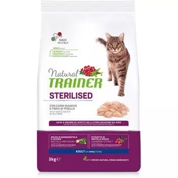 Trainer ADULT Корм сухой для стерилизованных кошек от 1 года с белым мясом, 3 кг