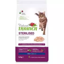 Trainer Natural Adult Sterilised корм для для стерилизованных кошек старше 1 года, с белым мясом, 1,5 кг
